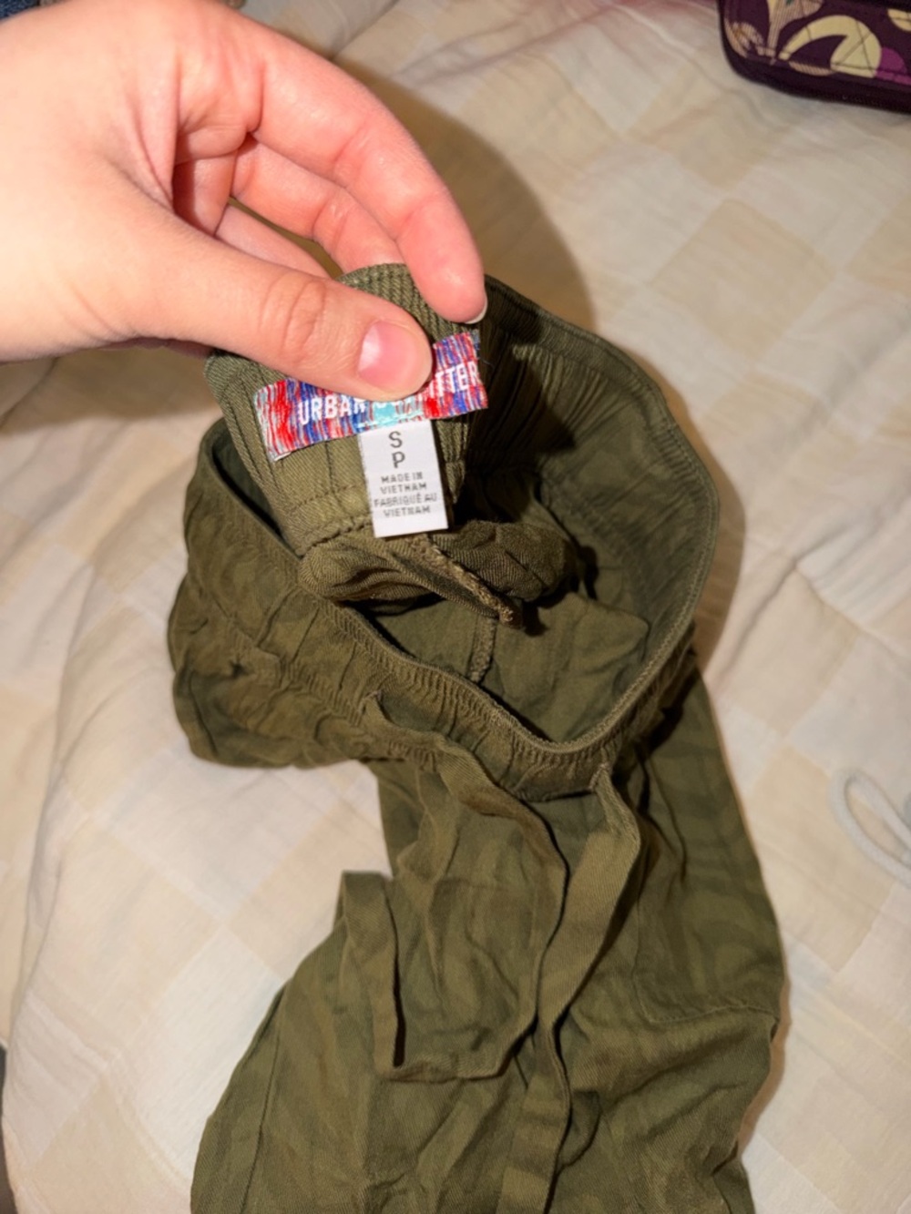 Urban Outfitters Olive Green Swirl-Print Wide Leg Pants - Picture 2 of 4